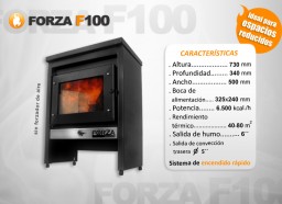 Estufa Forza F100 - Calefacción a leña - Encendido rápido - Ideal espacios reducidos